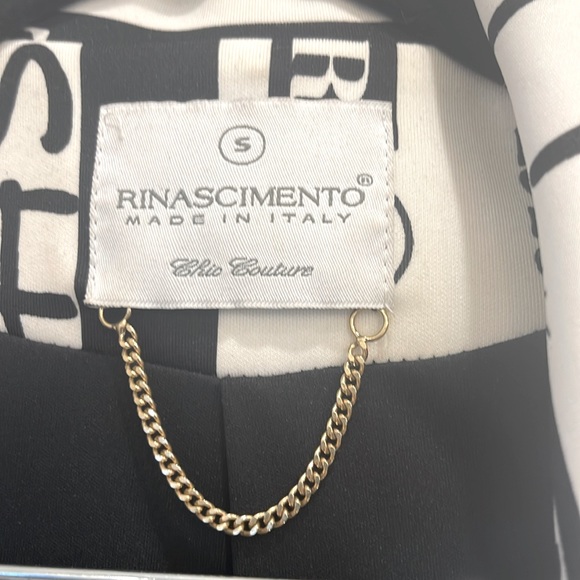 Fashionable fun black and white two button blazer. - Picture 2 of 5